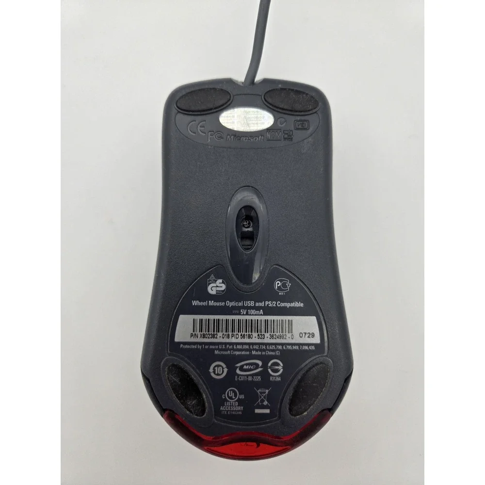 Genuine Microsoft Wheel‎ Mouse Optical 1.1A Model X802382 Black USB Mouse Works